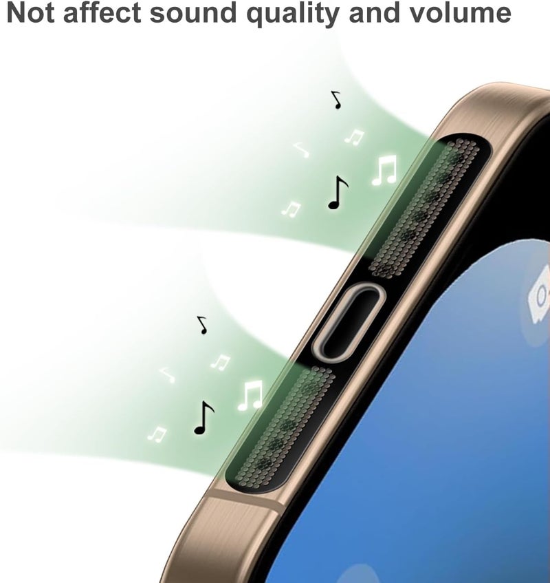 Limvory Speaker Dust Cover for iPhone 17/16 Pro Max /16 Pro /15 Pro/ 15 Pro Max, iPhone Speaker Protector Anti Dust Plugs Proof Adhesive Cover - 6pcs/Black - Image 3